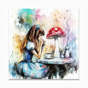 Watercolor Girl in Wonderland Background Leinwandbild