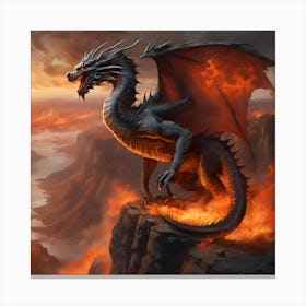 Dragon In Flames 2 Canvas Print