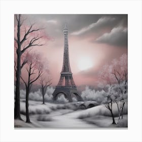 Eiffel Tower At Sunset Magical Landscape Canvas Print