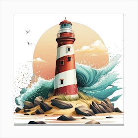 Lighthouse In The Sea Canvas Print