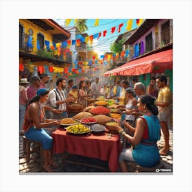 Colombian Festivities Ultra Hd Realistic Vivid Colors Highly Detailed Uhd Drawing Pen And Ink (4) Canvas Print