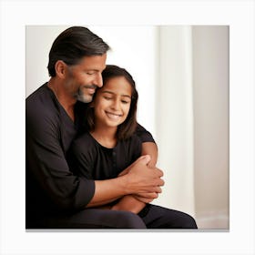 Portrait Of Father And Daughter Canvas Print