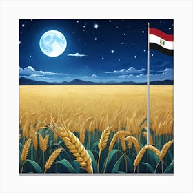 Wheat Field At Night Canvas Print