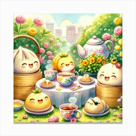 Asian Tea Party dim sum Canvas Print