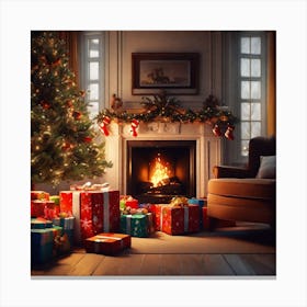 Christmas Tree In The Living Room 76 Canvas Print