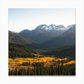 Alpine Landscape Bathed In The Warm Hues Of Autumn Vast Panoramic View Dominates The Scene Golden (6) Canvas Print