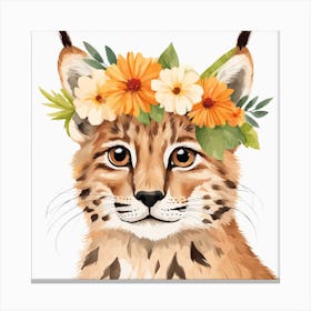 Floral Baby Lynx Nursery Illustration (39) Canvas Print