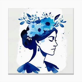 woman portrait with floral head crown 5 Canvas Print