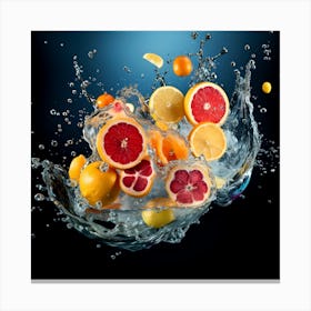 Fruit Splashing In Water Canvas Print