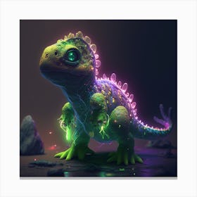 Little Dinosaur With Glowing Eyes Canvas Print
