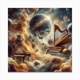 Piano In Space Canvas Print