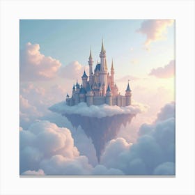 A Grand Castle Floating Among Clouds In A Pastel Sky 1 Canvas Print