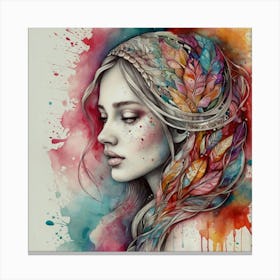 Girl With Feathers Canvas Print