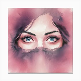 Watercolor Of A Woman With Blue Eyes Canvas Print