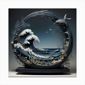 'Waves And Dolphins' Canvas Print