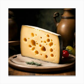 Cheese On A Wooden Board Canvas Print