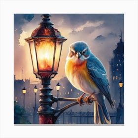 Bird On Lamppost 2 Canvas Print