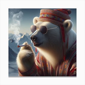 Polar Bear Smoking Canvas Print