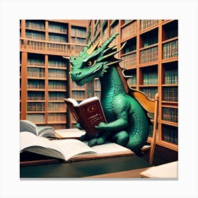 Library Dragon Canvas Print