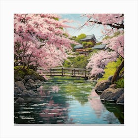 Cherry Blossoms Zen Garden Canvas Print