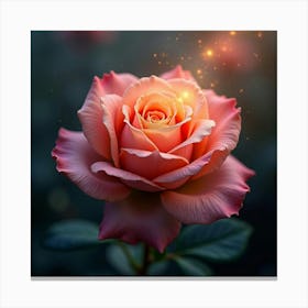 A Dreamy Rose With Petals Of Flowing, Celestial Fire Blooming In A Surreal Garden 1 Canvas Print