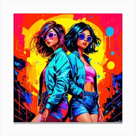 Two Girls In Sunglasses Canvas Print