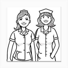 Two Nurses In Uniform Canvas Print