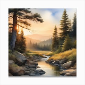 Sunset In The Forest Canvas Print