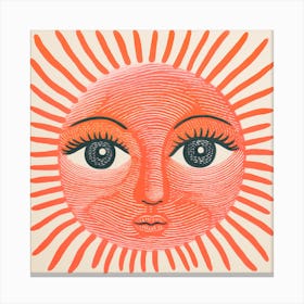 Modern Illustration Mystical Smiling Sun Print Canvas Print