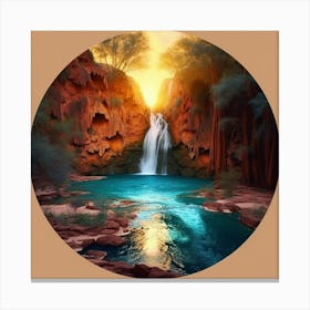 Sunset Over A Waterfall Canvas Print