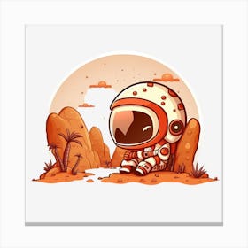 Astronaut Planet Cartoon Mars Nasa Canvas Print