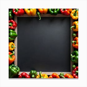 Colorful Peppers In A Frame 5 Canvas Print