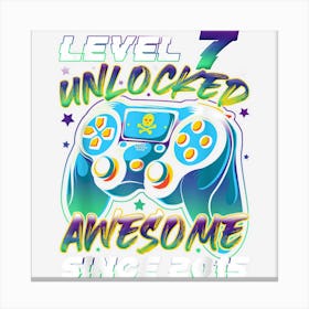 Level 7 Unlocked Awesome Since 2015 7th Birthday Gaming Canvas Print