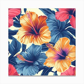 Hibiscus Seamless Pattern 7 Canvas Print