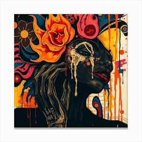 Black Woman With Flowers Canvas Print