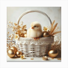 Easter Chick In Basket 1 Canvas Print