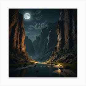 Night In The Canyon 1 Canvas Print