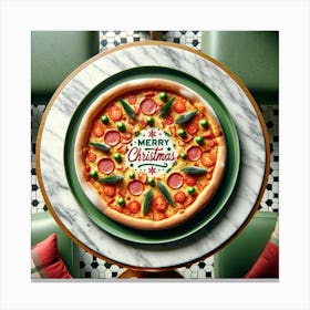 Merry Christmas Pizza Canvas Print