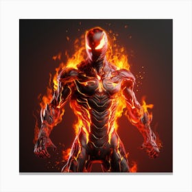 Spider Man In Flames Canvas Print