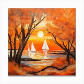 Sunset Sailboats Canvas Print