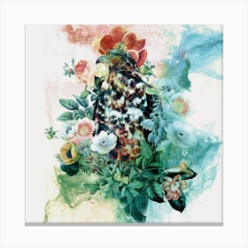 Birds In Flowers Square Canvas Print