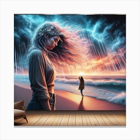 Stormy Night On The Beach Canvas Print