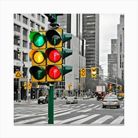Traffic Lights In Toronto Canvas Print