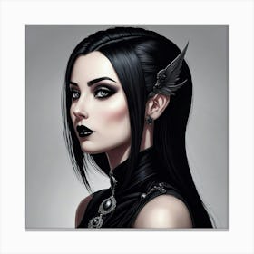 Raven Haired Enigmatic Beauty Canvas Print