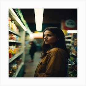 Girl In A Grocery Store Canvas Print