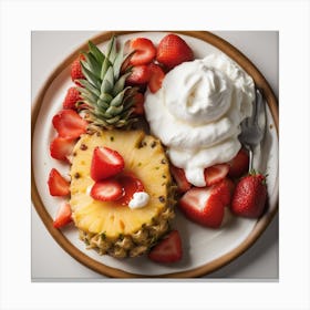 Pineapple With Whipped Cream Canvas Print