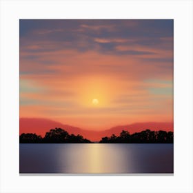 Scenic Sunset Over Lake Canvas Print