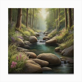 Stream In The Woods Canvas Print