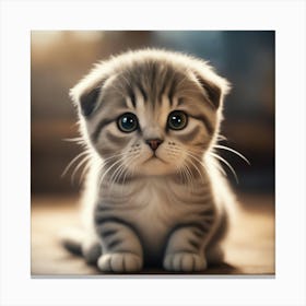 A Cute Scottish Fold Kitty, Pixar Style, Watercolor Illustration Style 8k, Png (14) Canvas Print