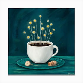 Dandelions In A Cup Canvas Print